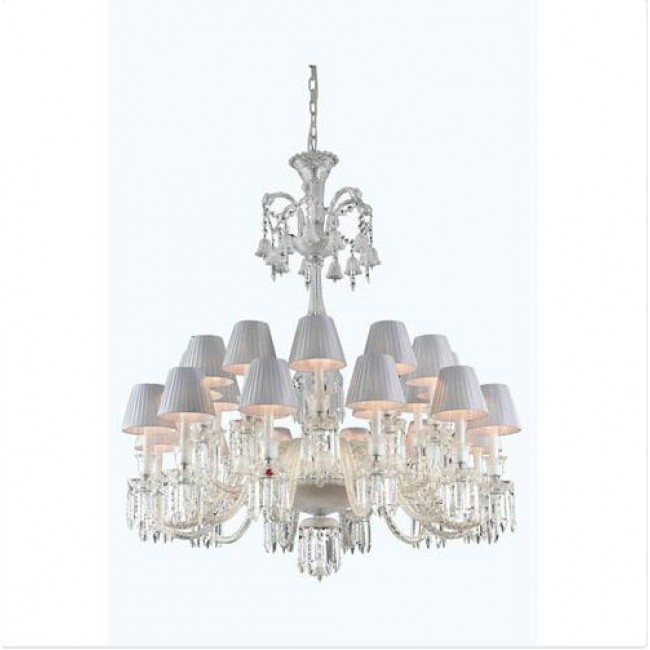 Chrome 24-Light Chandelier with Elegant Cut Crystal