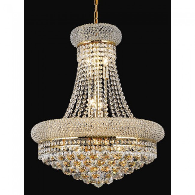 Gold Fourteen-Light 20-Inch Chandelier with Royal Cut Clear Crystal