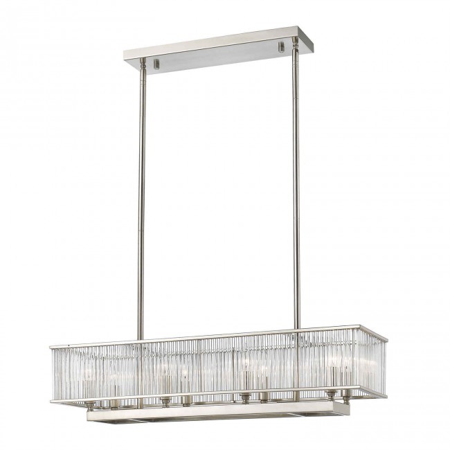 Brushed Nickel Eight-Light Linear Pendant