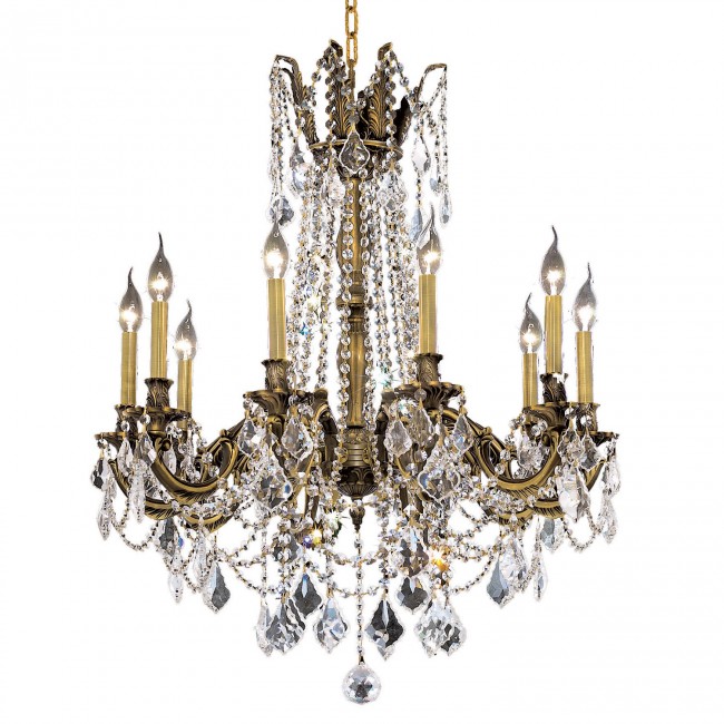 Bronze Ten-Light 28-Inch Chandelier with Royal Cut Clear Crystal