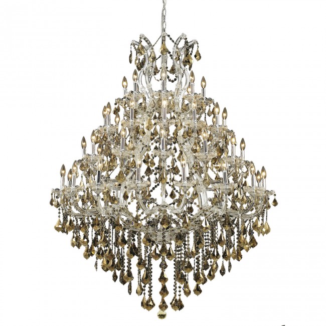  Maria Theresa Chrome Forty-Nine Light 46-Inch Chandelier with Royal Cut Golden Teak Smoky Crystal