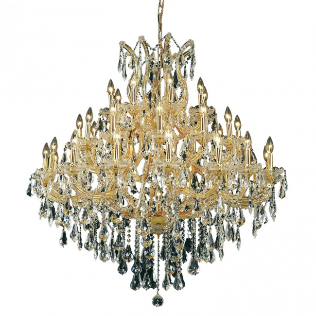 Maria Theresa Gold Thirty-Seven Light 44-Inch Chandelier with Royal Cut Clear Crystal