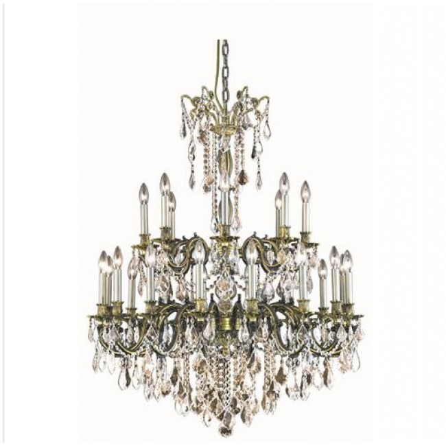 Bronze 24-Light 43-Inch Chandelier with Royal Cut Crystal