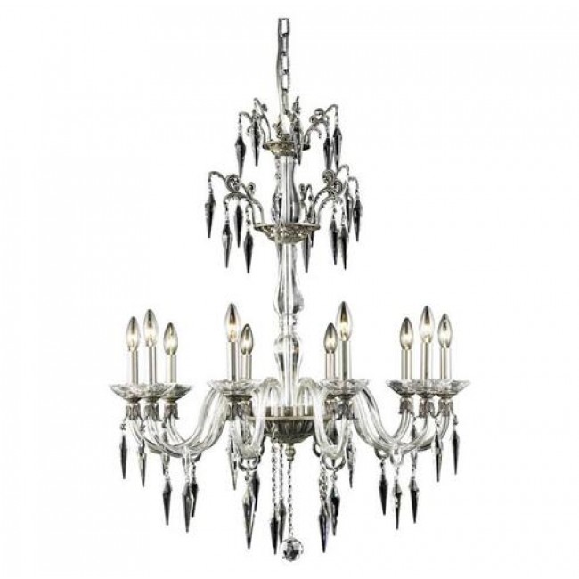  Pewter 10-Light Chandelier with Swarovski Elements Crystal