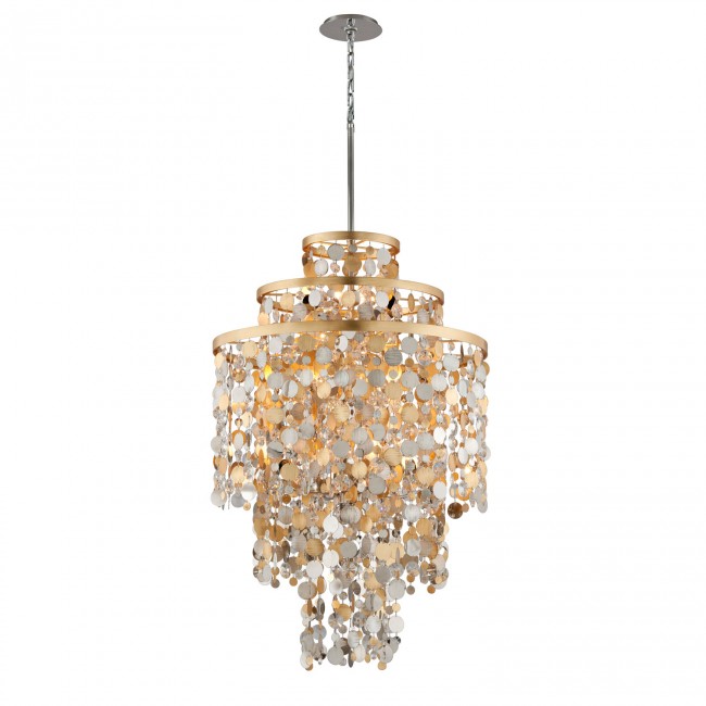 Gold and Silver Leaf Eleven-Light Pendant