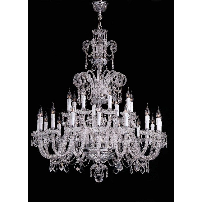 polished chrome 24 Lights Bohemian Crystal chandelier 