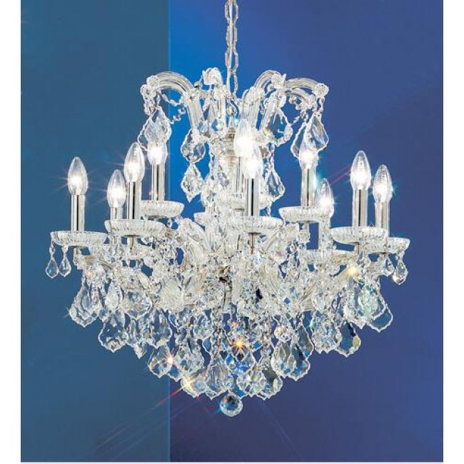 Chrome Twelve-Light Chandelier with Crystalique Accents