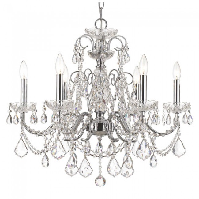 Chrome Clear Majestic Crystal Six-Light Chandelier