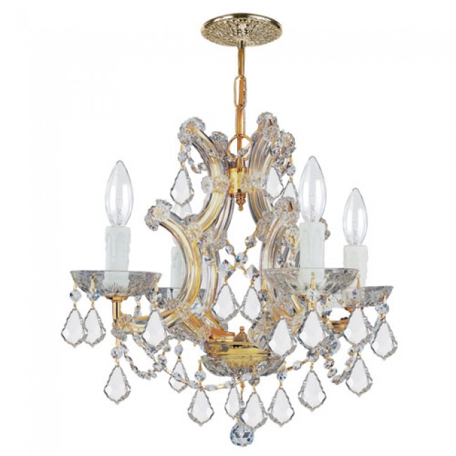 Gold Four-Light Chandelier with Swarovski Spectra Crystal