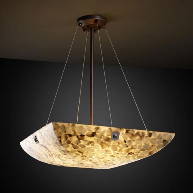 Group Alabster Rocks! 48-Inch Bowl 6000 Lumen LED Pendant with Large Square Point Finials