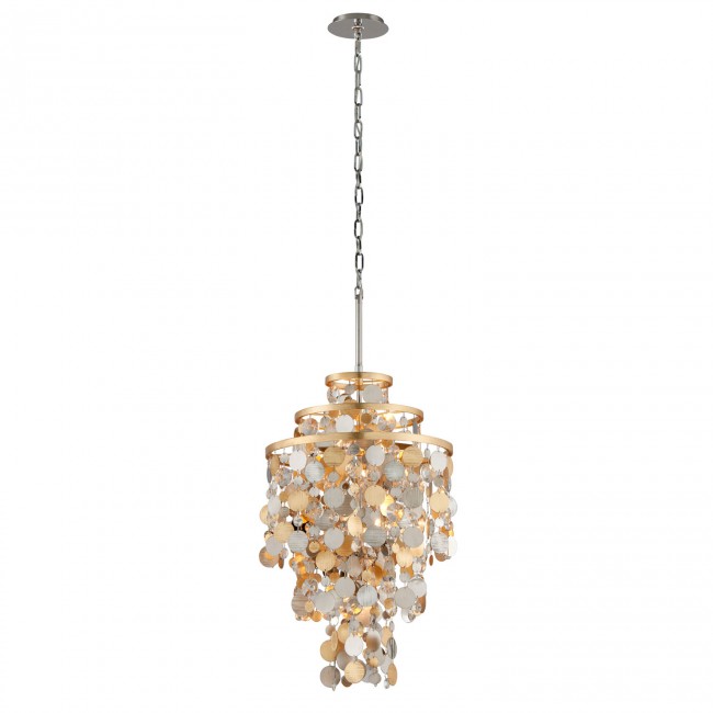 Gold and Silver Leaf Five-Light Pendant