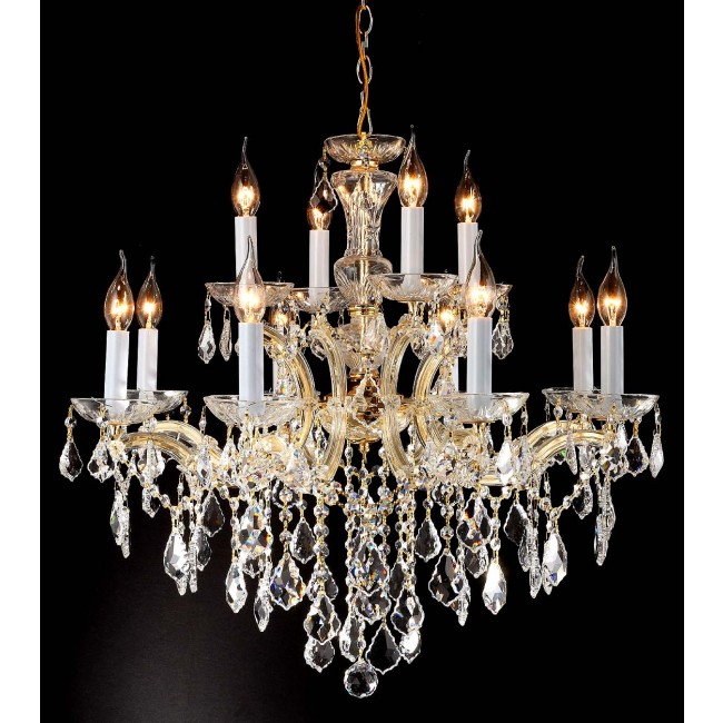 12 Lights Maria Theresa crystal chandelier dressed with clear crystals