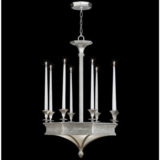 Silver Eight-Light Chandelier in Silver Leaf Finish