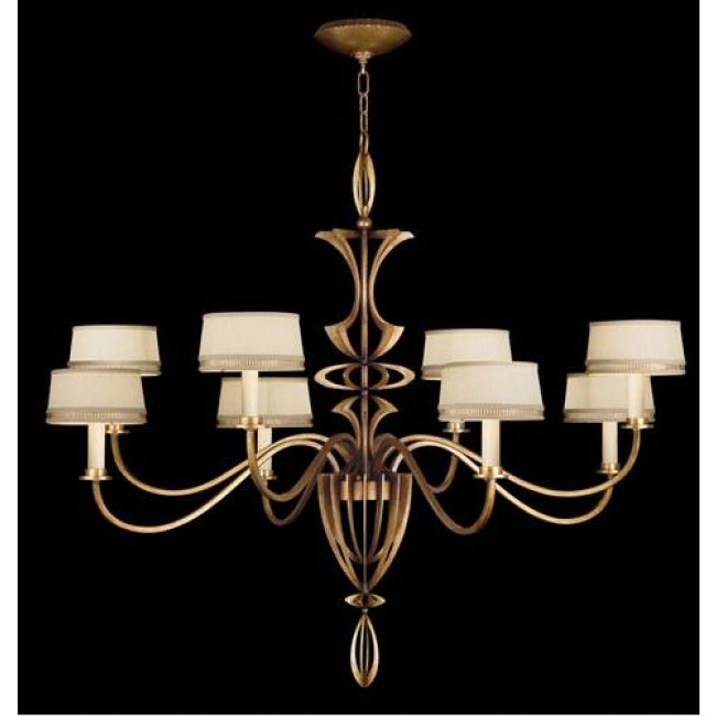 Eight-Light Chandelier in Toned Gold Leaf Finish