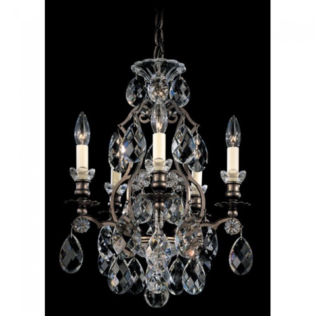 Renaissance Heirloom Bronze Five-Light Clear Heritage Handcut Crystal Chandelier, 14.5W x 19H x 14.5D