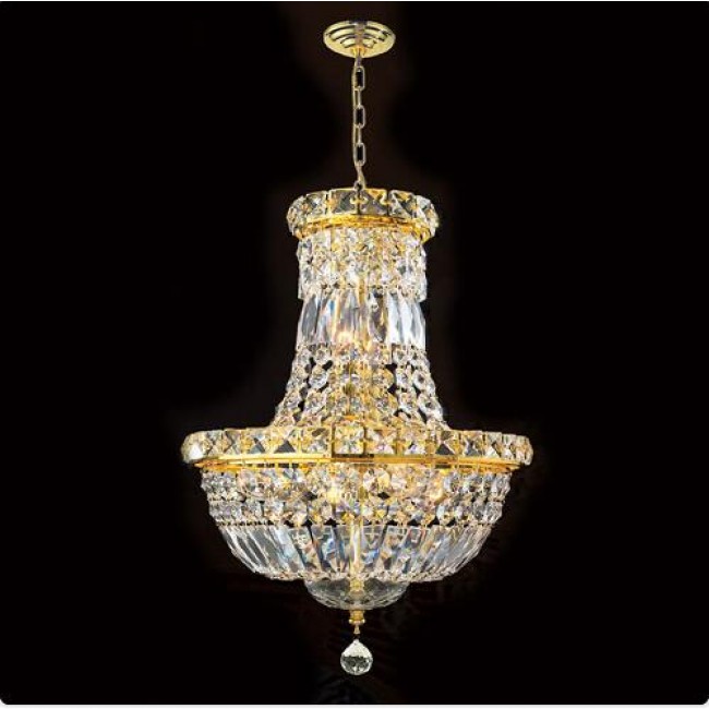 Six-Light Gold Finish with Clear-Crystals Chandelier