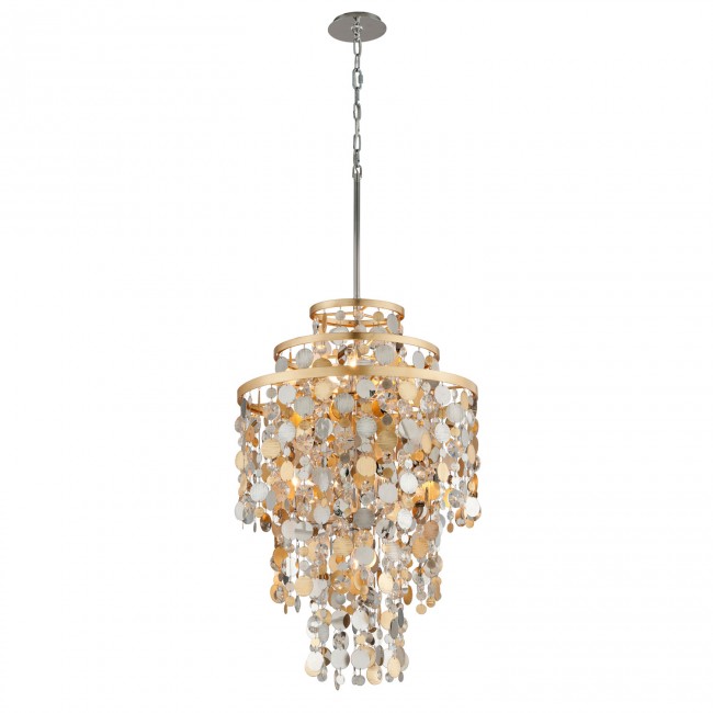 Gold and Silver Leaf Seven-Light Pendant