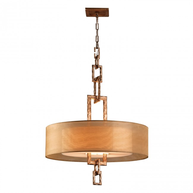 Bronze Leaf Link Four-Light Fluorescent Hanging Pendant