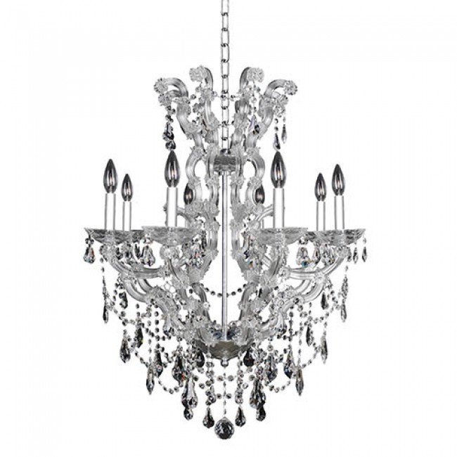  Chrome Eight-Light Chandelier with Firenze Clear Crystal