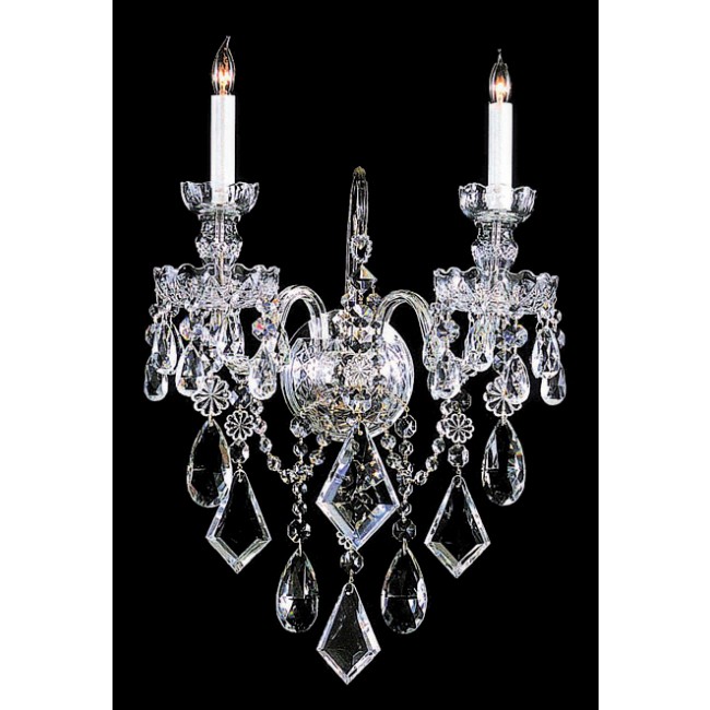 2 Light hand polish crystal wall sconce