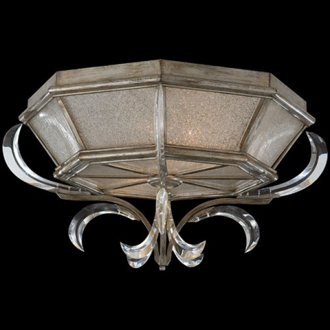Fine Art Lamps Beveled Arcs Two-Light Flush Mount in Warm Muted Silver Leaf Finish