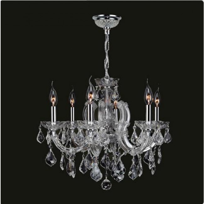Six-Light Chrome Finish with Clear-Crystals Chandelier
