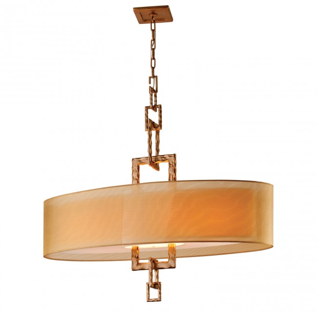 Bronze Leaf Link Four-Light Fluorescent Island Pendant