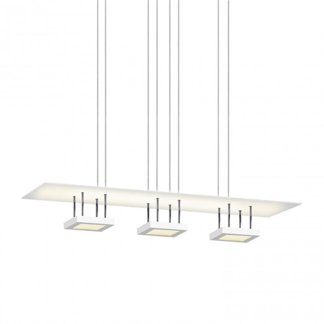 Satin White LED 44-Inch Three Light Linear Pendant