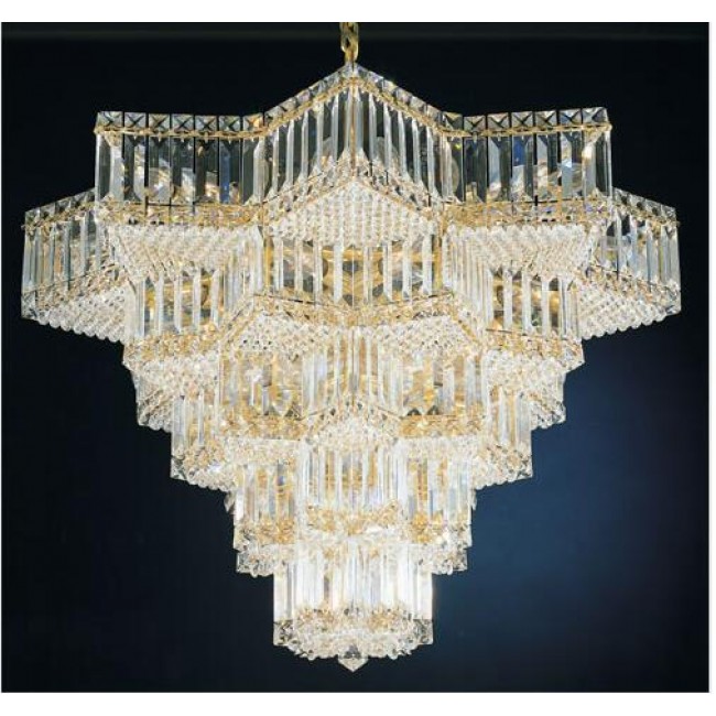 Gold 31-Light Clear Gemcut Chandelier, 29.5W x 23H x 29.5D