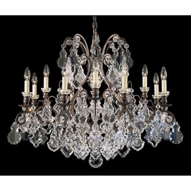 Gold 13-Light Clear Heritage Handcut Crystal Chandelier, 33W x 26H x 33D