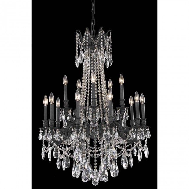 Bronze 15-Light Chandelier with Royal Cut Crystal
