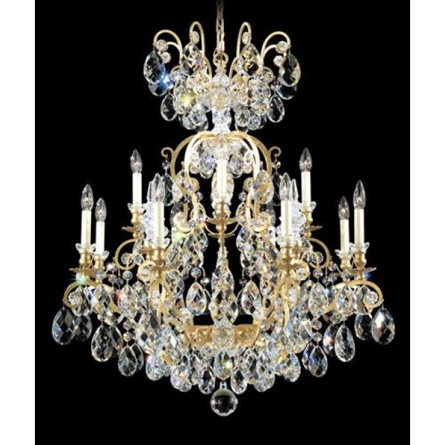 Gold 13-Light Clear Heritage Handcut Crystal Chandelier, 32W x 37H x 32D