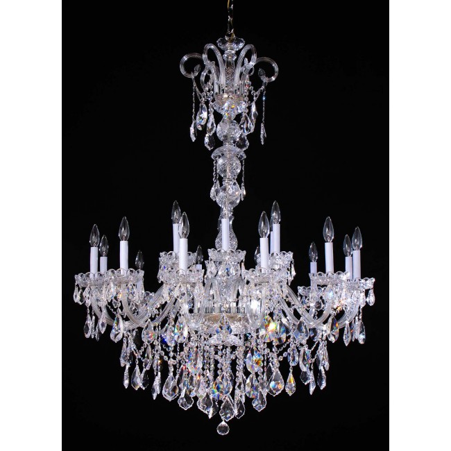 18 Lights Bohemian Crystal chandelier in polished chrome finish