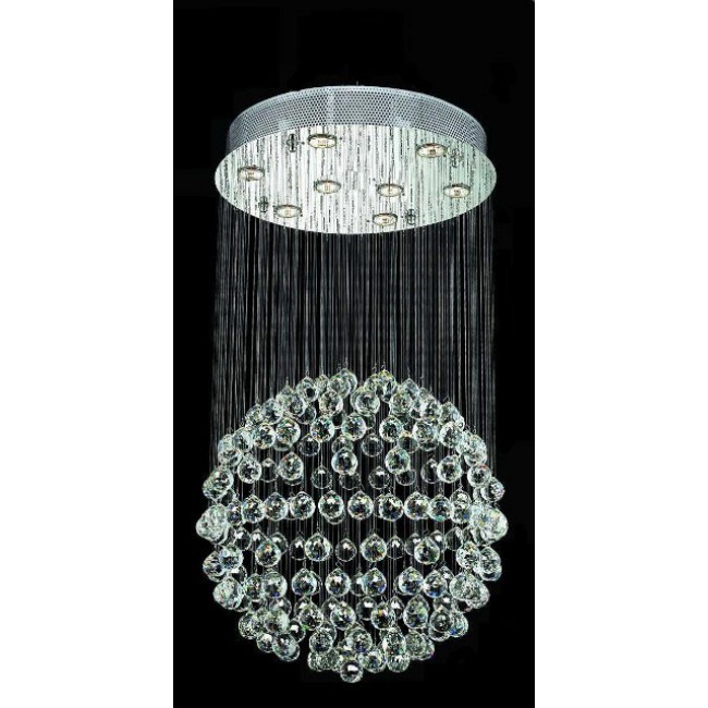 Contemporary galaxy Crystal Chandelier with polished chrome base
