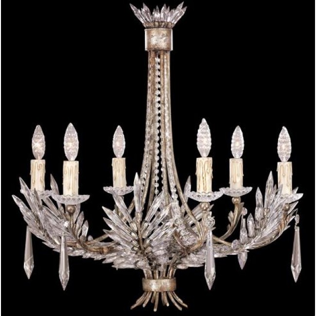 Six-Light Chandelier in Warm Antiqued Silver Finish