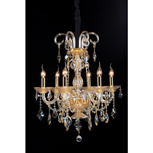 Gold plated 6 light traditional crystal Chandelier