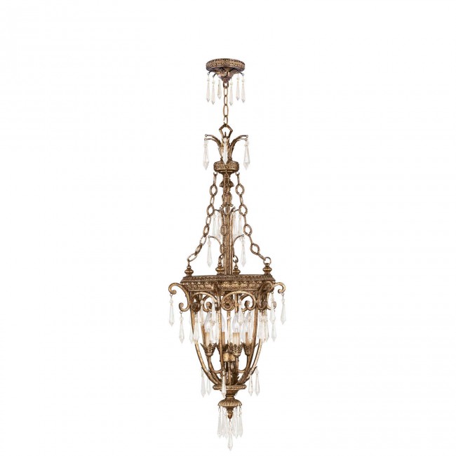 La Bella Vintage Gold Leaf Four-Light Lantern Pendant