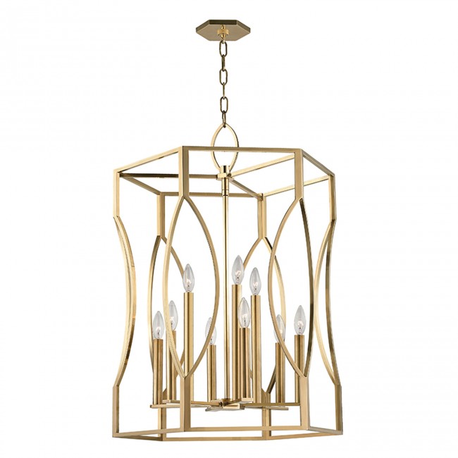 Aged Brass Nine-Light Pendant