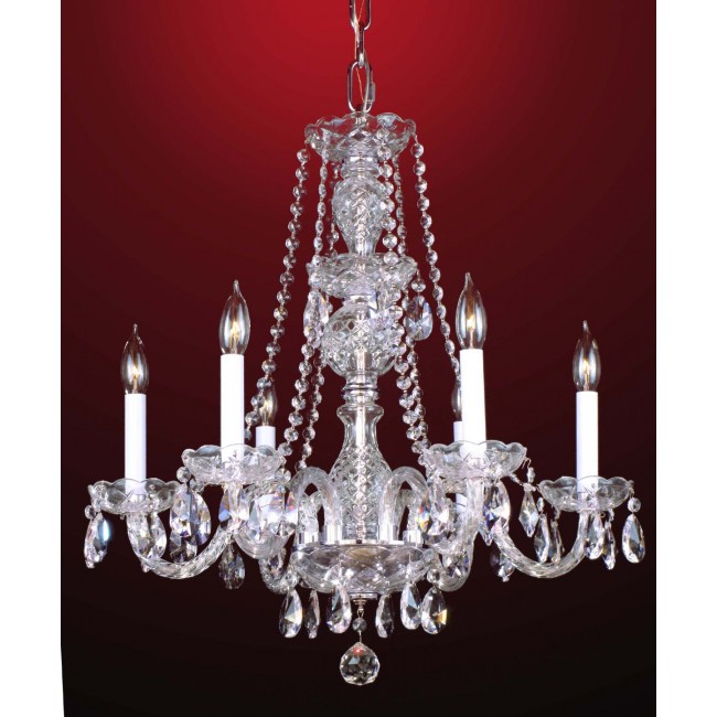 6 Lights Bohemian Crystal chandelier in polished chrome finish