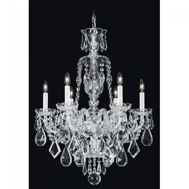 Silver Six-Light Clear Heritage Handcut Crystal Chandelier, 22W x 29.5H x 22D