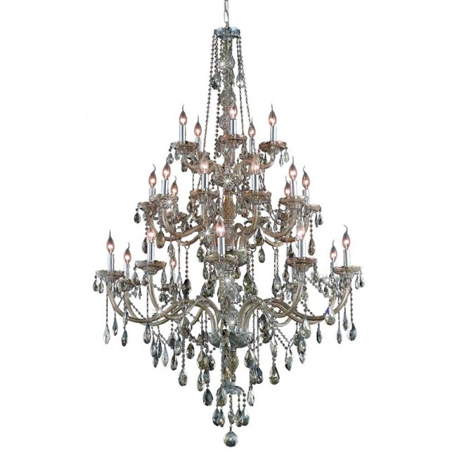Verona Golden Teak Twenty-Five Light Chandelier with Golden Teak/Smoky Royal Cut Crystals