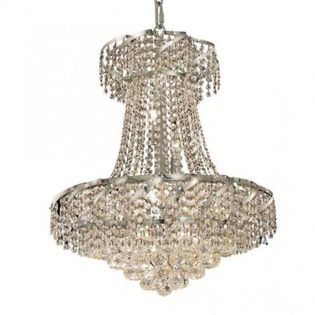 Chrome Eleven-Light 22-Inch Chandelier with Royal Cut Clear Crystal