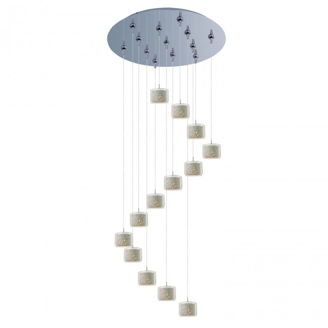 Polished Chrome Thirteen-Light 21-Inch RapidJack Pendant with Clear and White Glass