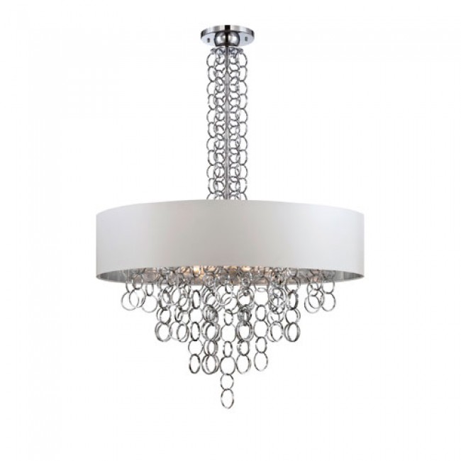 Novello Chrome 12 Light Pendant with White Shade