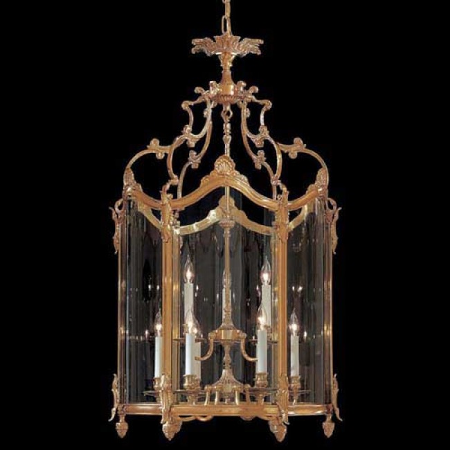 Vintage Nine-Light French Gold Lantern Pendant