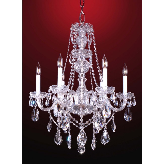 6 Lights Bohemian Crystal chandelier in polished chrome finish