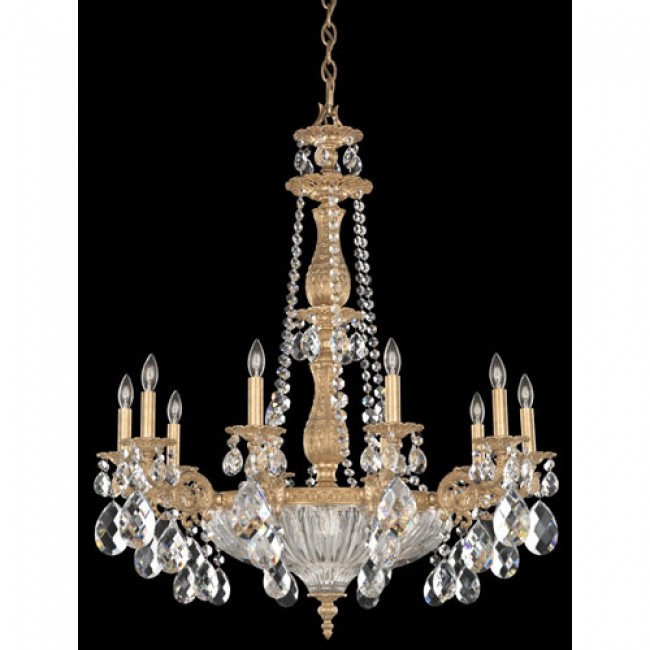 Milano French Gold 14-Light Clear Optic Handcut Crystal Chandelier, 30W x 36H x 30D