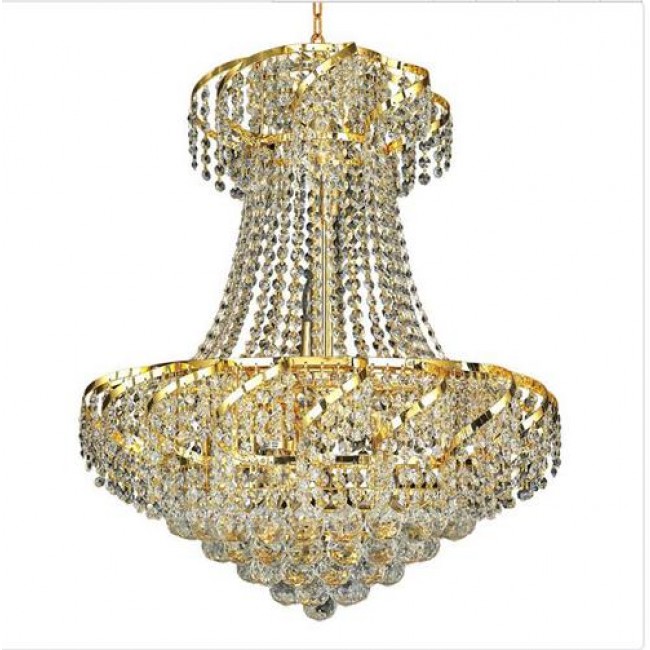 Gold Eleven-Light 22-Inch Chandelier with Royal Cut Clear Crystal