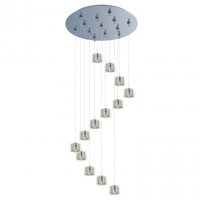 Polished Chrome Thirteen-Light 21-Inch RapidJack Pendant with Clear Mirror Glass