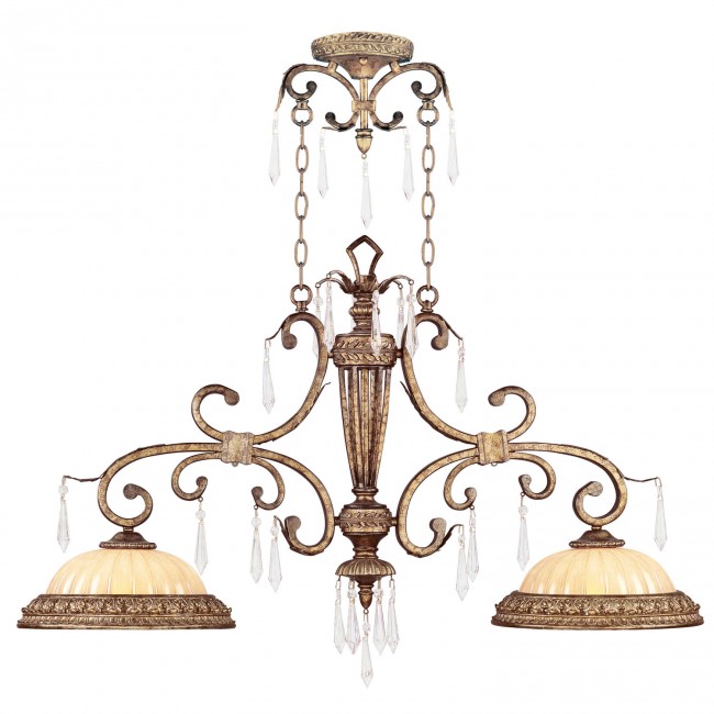 La Bella Vintage Gold Leaf Two-Light Island Pendant